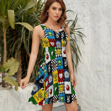 Frocks V-Neck Sleeveless Dress (NZ022)
