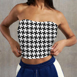 bw ht print Basic Backless Tube Crop Top