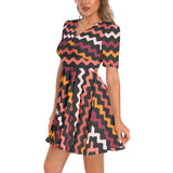 Short Sleeve Ruched Bust Flared Hem Dress