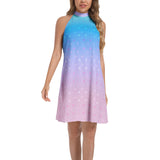 Tie Back Halter Neck Flared Dress