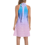 Tie Back Halter Neck Flared Dress