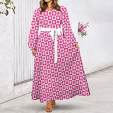 Got Sol Round Neck Long Sleeve Belted Maxi Dress