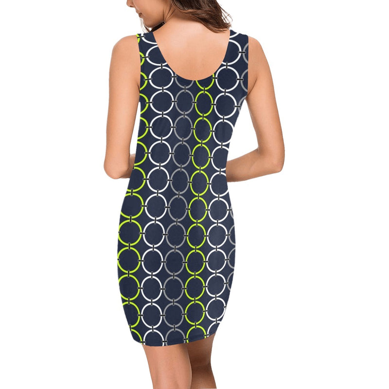 neon green links print 4A Medea Vest Dress (Model D06)