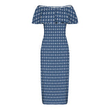 Peacefully Posh Women's Off Shoulder Ruffle Boat Neck Dress