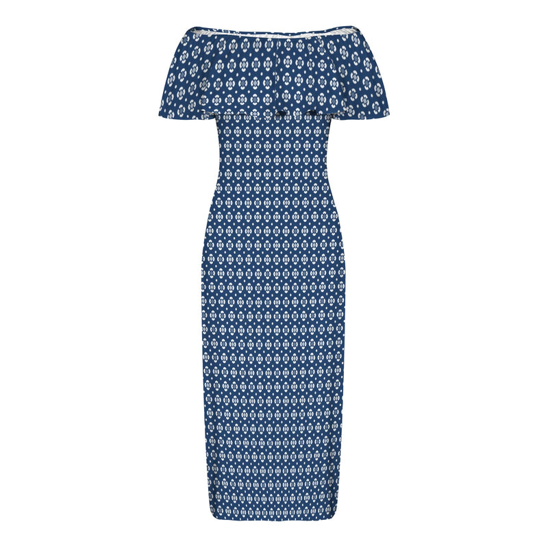 Peacefully Posh Women's Off Shoulder Ruffle Boat Neck Dress