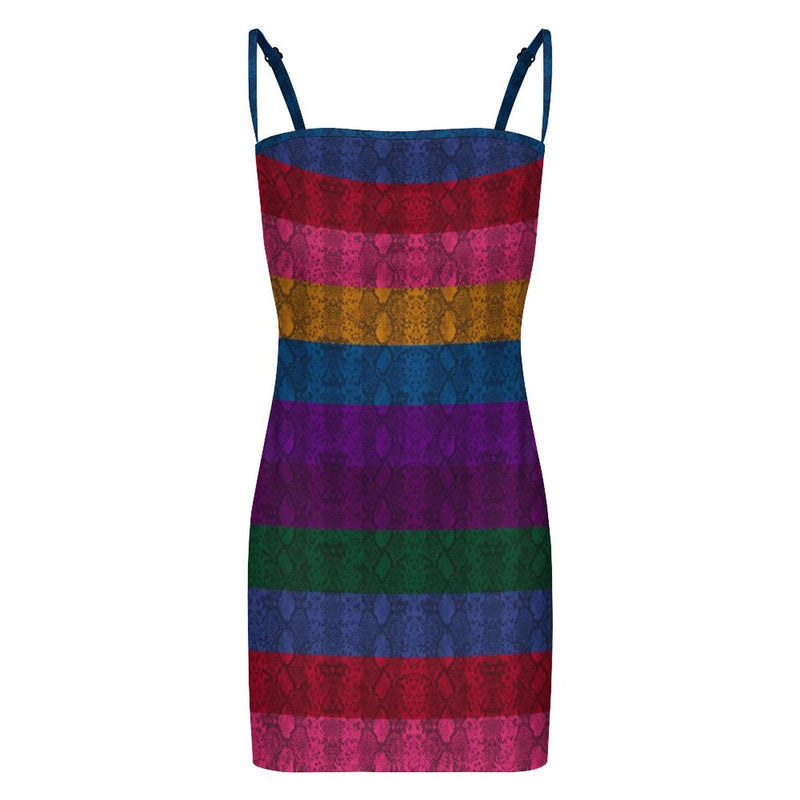 Multicolored Snakeskin Bodycon Cami Dress