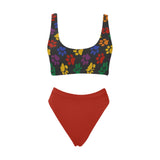 paw red print Sport Top & High-Waisted Bikini Swimsuit (Model S07)