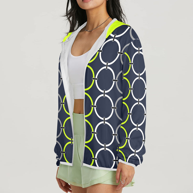 neon green solid 10B Women's Lightweight Sun Protection Hoodie (Model H62)