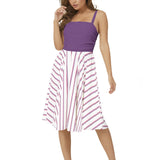 Sleeveless Square Neck Flare Hem Midi Dress