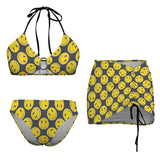 smiley 9k Drawstring Halterneck Three-Piece Swimsuit Skirt