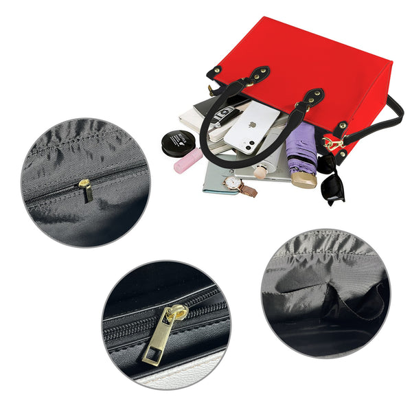 red solid print 2A PU Leather Handbag-Small (Model 1747)