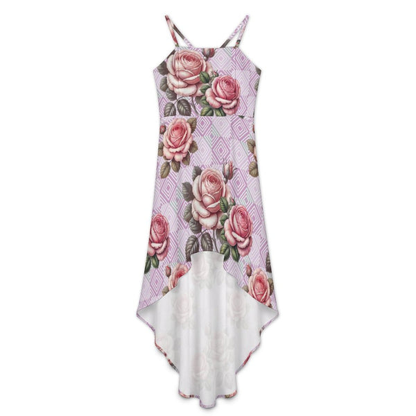 Women&#039;s High-Low Spaghetti Strap Dress Tailcoat skirt