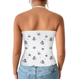 white solid print addsart Women's V-Neck Halter Top (Model T83)