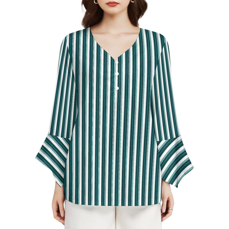 Women&#039;s V-Neck Petal Sleeve Blouse Petal sleeve top