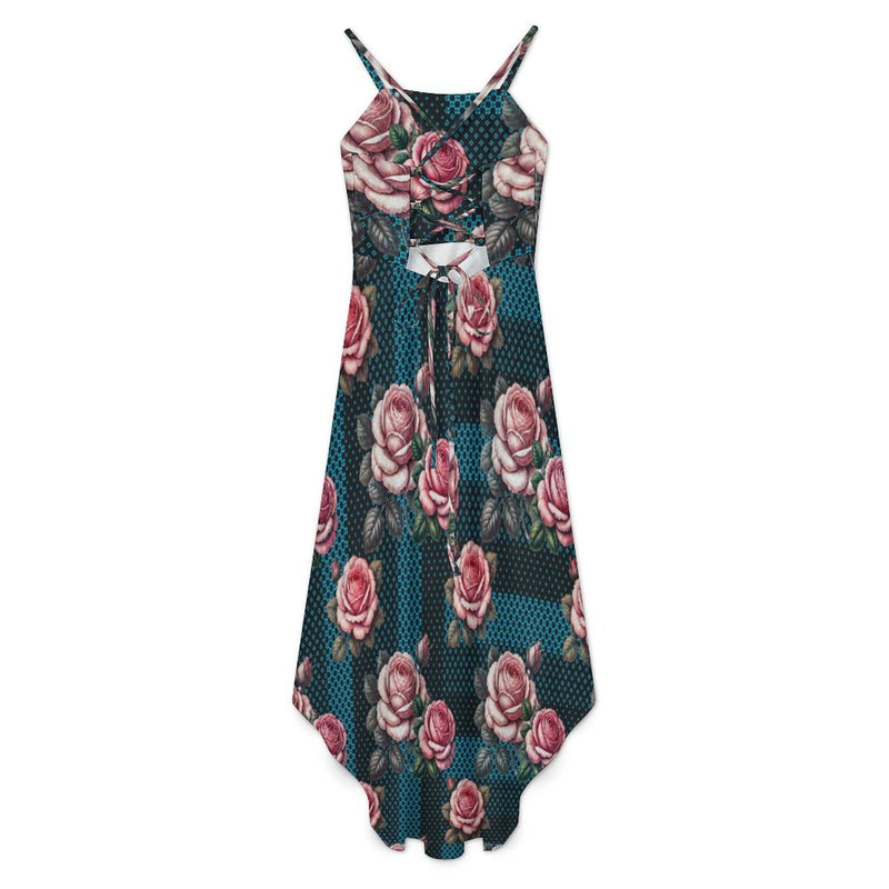 Women&#039;s High-Low Spaghetti Strap Dress Tailcoat skirt