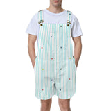 fuchsia rose emerald green greek key print 4 Unisex Shorts Suspender Jumpsuit (Model L78)