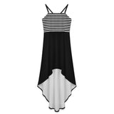 Striped Tailcoat High-Low Spaghetti Strap Dress