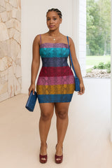 Multicolored Snakeskin Bodycon Cami Dress