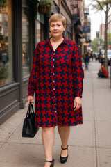 Houndstooth Women's Button Up Shirt Dress