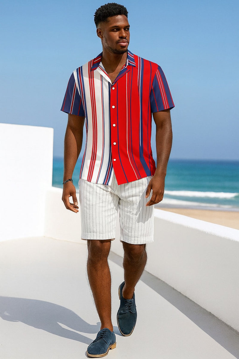 Americana Men's Lapel Collar Folds Design Shirt