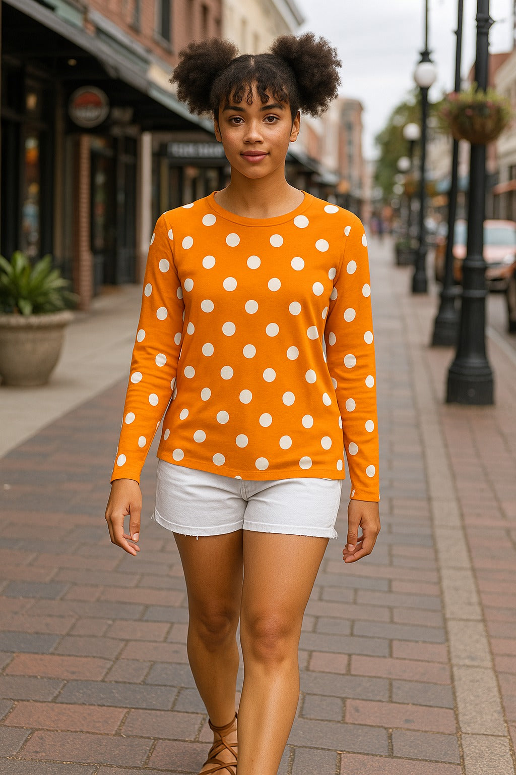 Polka Dot Muslim round neck Long Sleeve Top | Objet D'Art