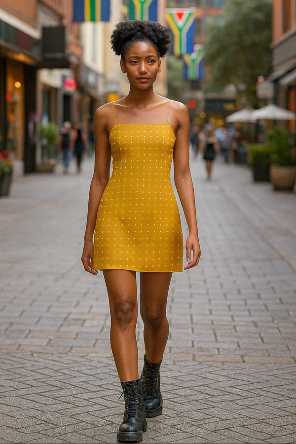 Polka Dot Sleeveless Square Neckline Spaghetti Strap Mini Dress
