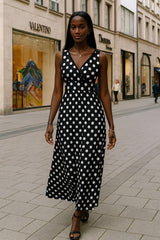 Polka Dot Sleeveless Long Dress