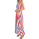 Ruffle Hem Halter Neck Maxi Dress