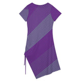 Royal Lines Split Dress Drawstring Slit Hem Dress