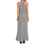Ruffle Hem Halter Neck Maxi Dress