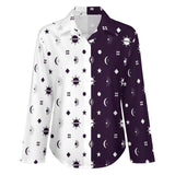 Long Sleeve Blouse (B648) Cropped hem shirt