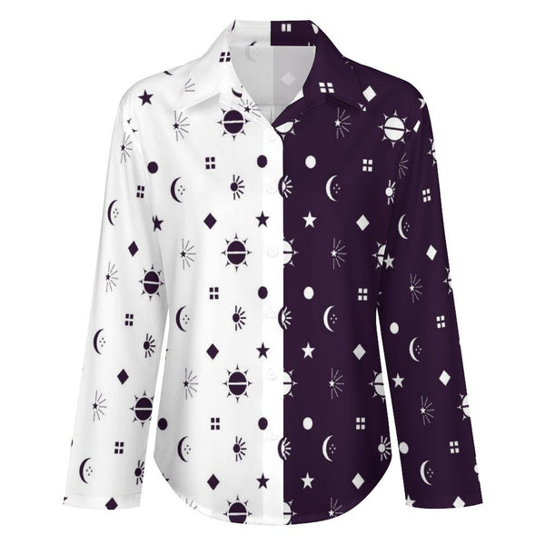 Long Sleeve Blouse (B648) Cropped hem shirt