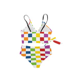 rect colored print 3A Knot Side Bikini Swimsuit (Model S37)