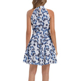 Ruffle Hem Belted Halter Dress