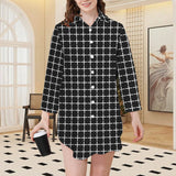 open matrix print Women's 3/4 Sleeve Button Up Shirt Dress