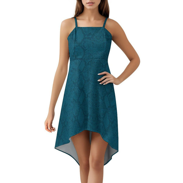 Women&#039;s High-Low Spaghetti Strap Dress Tailcoat skirt