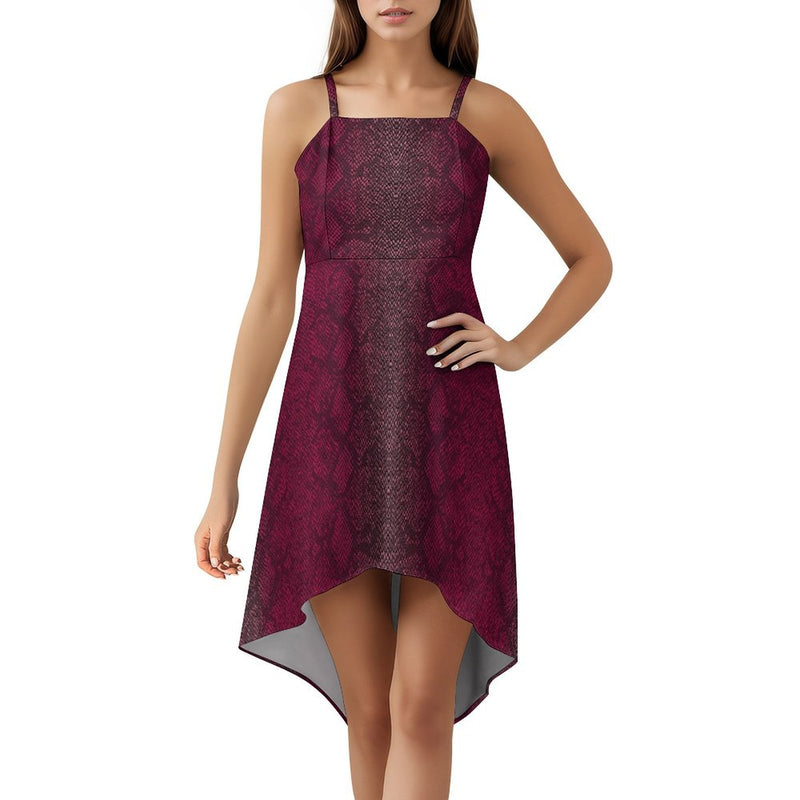 Women&#039;s High-Low Spaghetti Strap Dress Tailcoat skirt