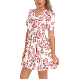 Short Sleeve Ruched Bust Flared Hem Dress