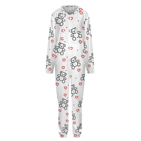 One-Piece Zip-Up Hooded Loungewear Pajamas