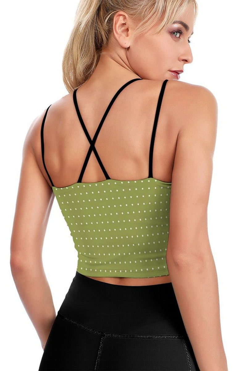 POlka Dot Yoga Top with Bra Pad