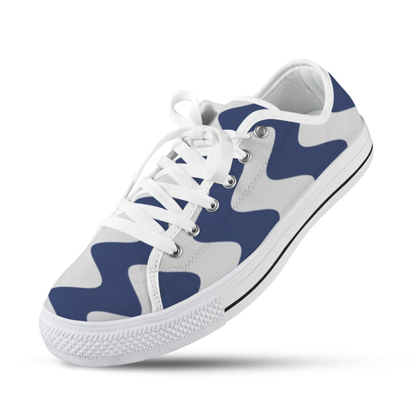 waves blue white print 2A Seattle Low Top Women's Shoes (Model 1013-6)