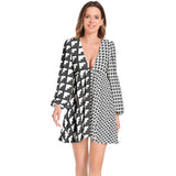 Lantern Sleeve Deep V-Neck Short Dress