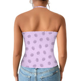 jack o lantern polka dot print Women's V-Neck Halter Top (Model T83)