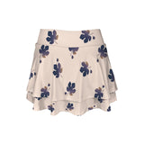 fig leaf and figs print High Waist Layered Ruffle Pockets Sports Skirt