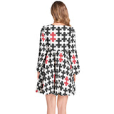 Lantern Sleeve Deep V-Neck Short Dress