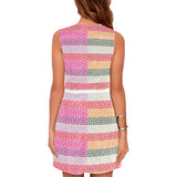 bi colored scheme greek key print Eos Women's Sleeveless Dress (Model D01)