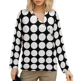 Women's Asymmetrical Neck Button-Up Shirt Long sleeved T-shirt