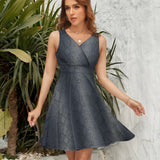 V-Neck Sleeveless Dress (NZ022)  Frocks