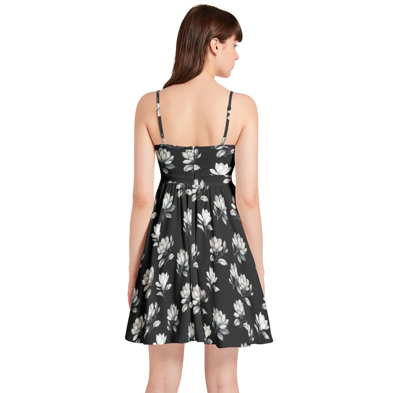 Spaghetti Strap Sleeveless Falred Hem Short Dress