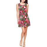 scrub xmas print Thea Sleeveless Skater Dress(Model D19)
